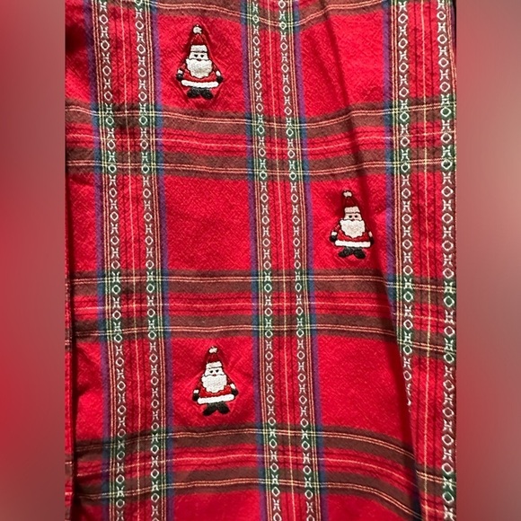 Vintage Karen Scott Embroidered Santa On Plaid Red Button Down Top Size Large - Picture 3 of 9